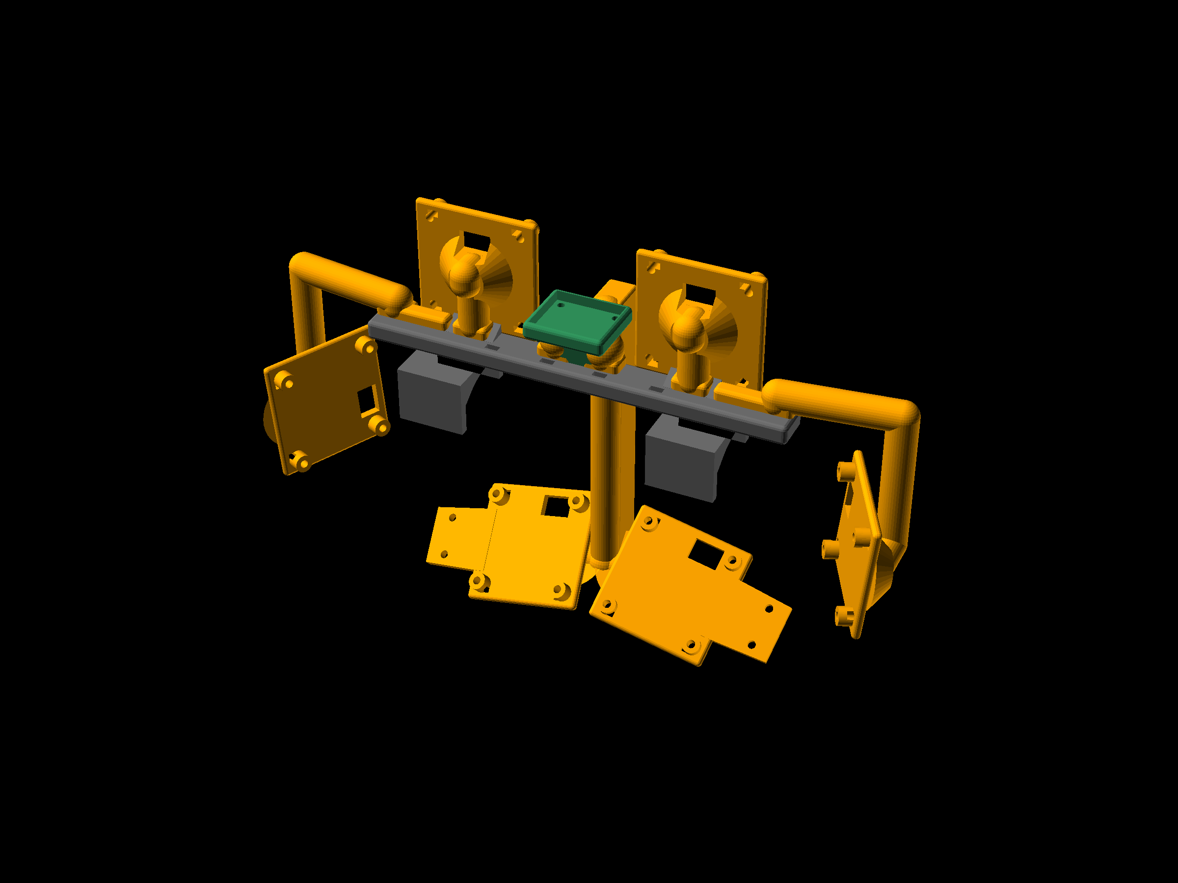 OpenSCAD render of the carrier as a single printable part